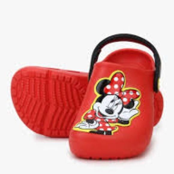 Crocs Disney Red and Black Minnie Mouse Sandals Sz 10 - Picture 1 of 7